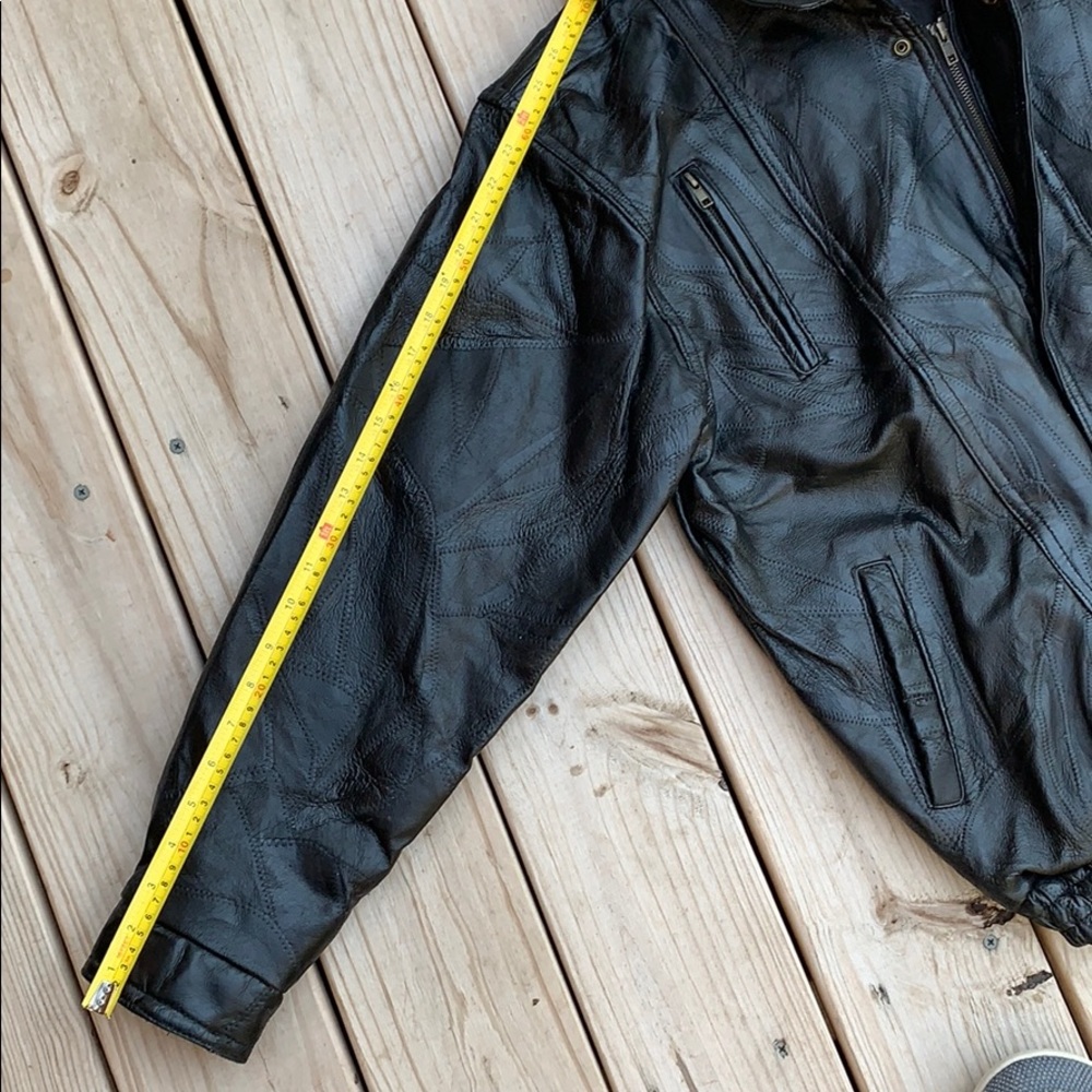 Italian Stone Design Patchwork Leather Jacket Xl - image 8